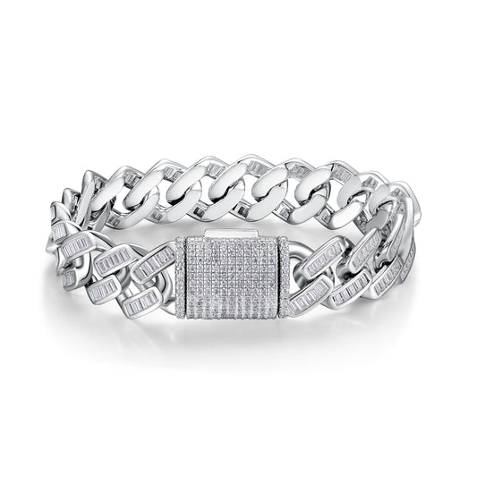 Elegant Moissanite Silver Bracelet – Fashionable Platinum Finish