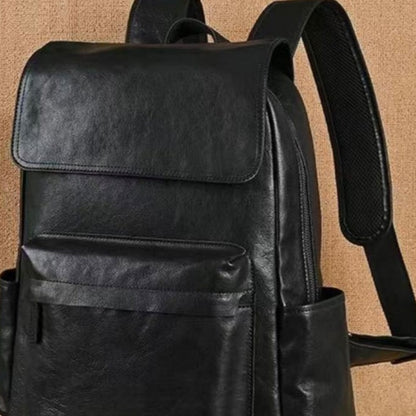 Premium Leather Backpack – Flip-Top, Perfect for Commuting