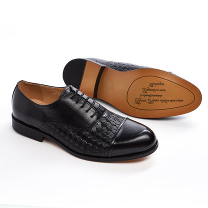 Woven Pattern Embossed Genuine Leather Formal Shoes
