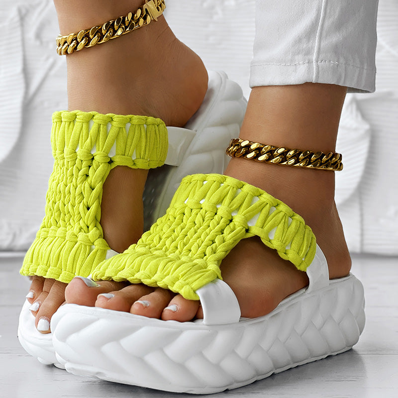 Braided Knit Platform Sandals – Stylish Summer Footwear