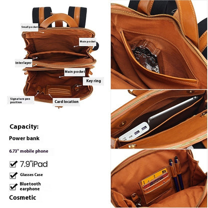 Multi-laminated Retro Genuine Leather Backpack