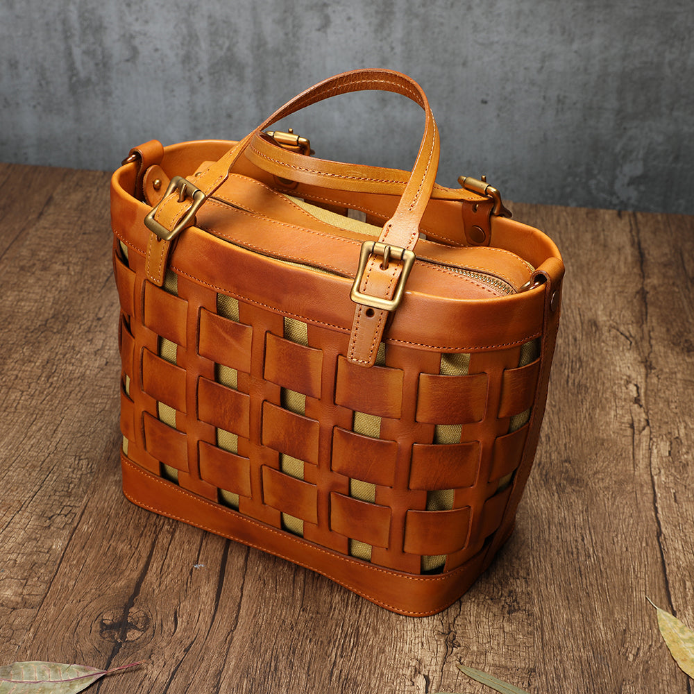 Classic Genuine Cowhide Bag with Modern Hollow Elements