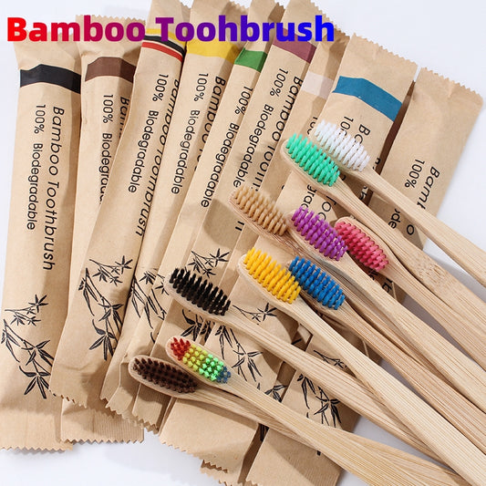 Eco-Friendly Bamboo Toothbrushes with Soft Charcoal Bristles