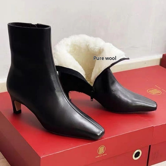 Womens Genuine Leather Snow Boots For Winter - Cowhide