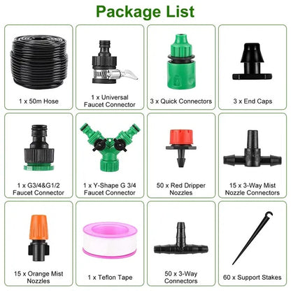 Automatic Drip Irrigation Kit for Garden, Greenhouse & Lawn
