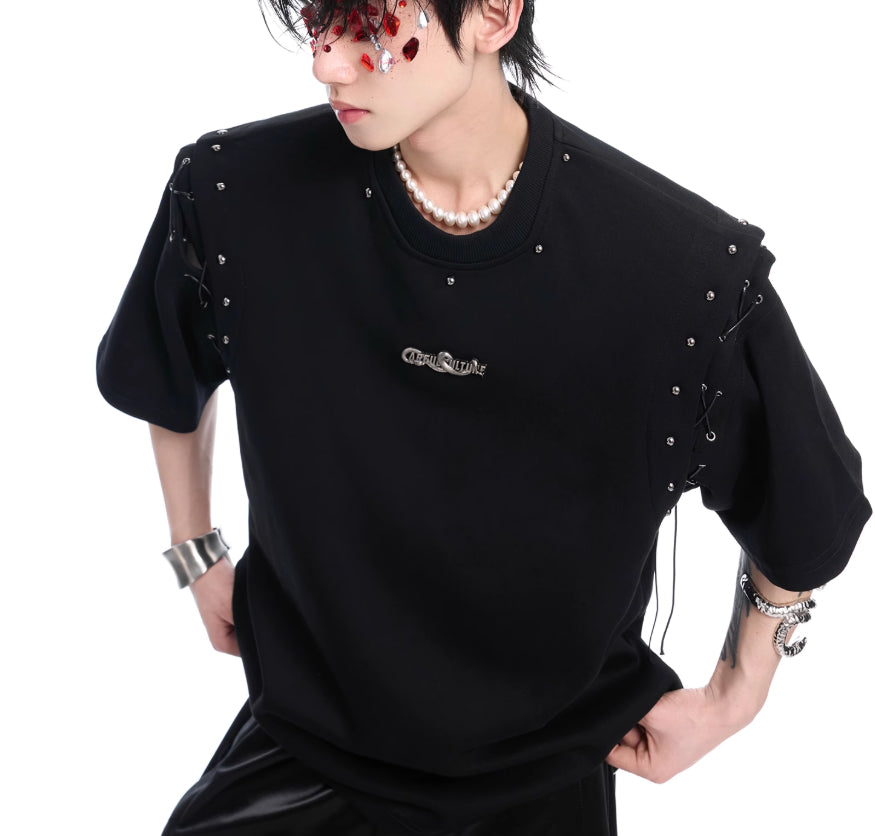 Niche Deconstruction Lace-up Cutout Short Sleeve