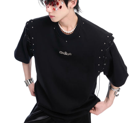Niche Deconstruction Lace-up Cutout Short Sleeve