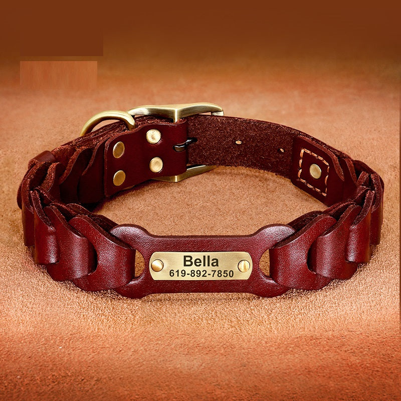 Dog Braided Genuine Leather Dog Collar