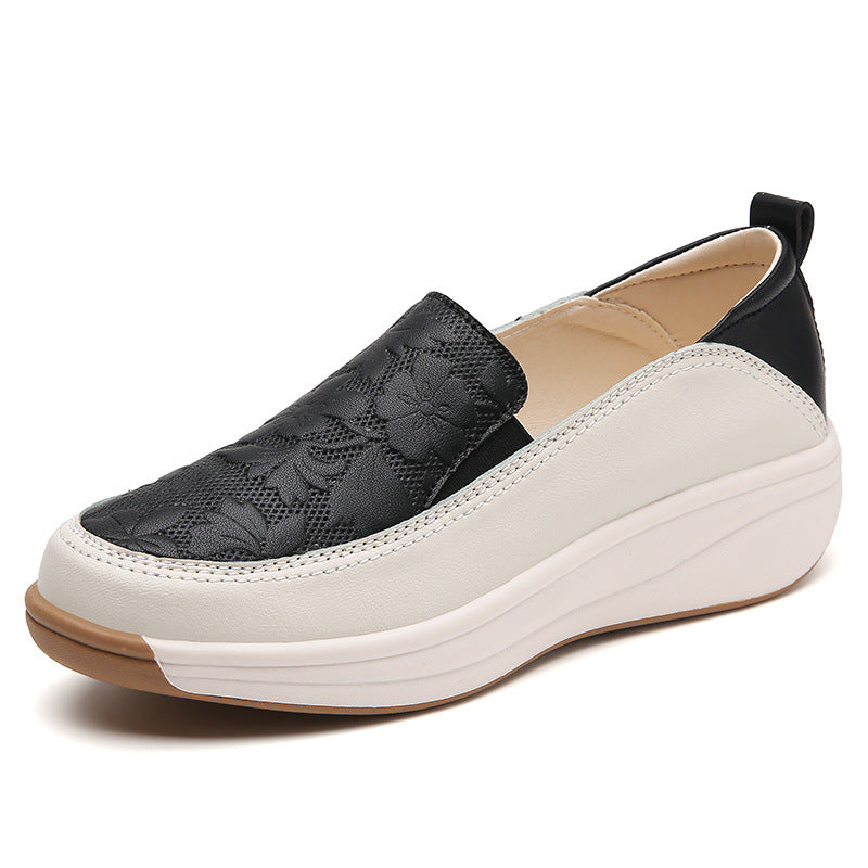 Women’s White Chunky Sneakers High Heel Slip-On Style