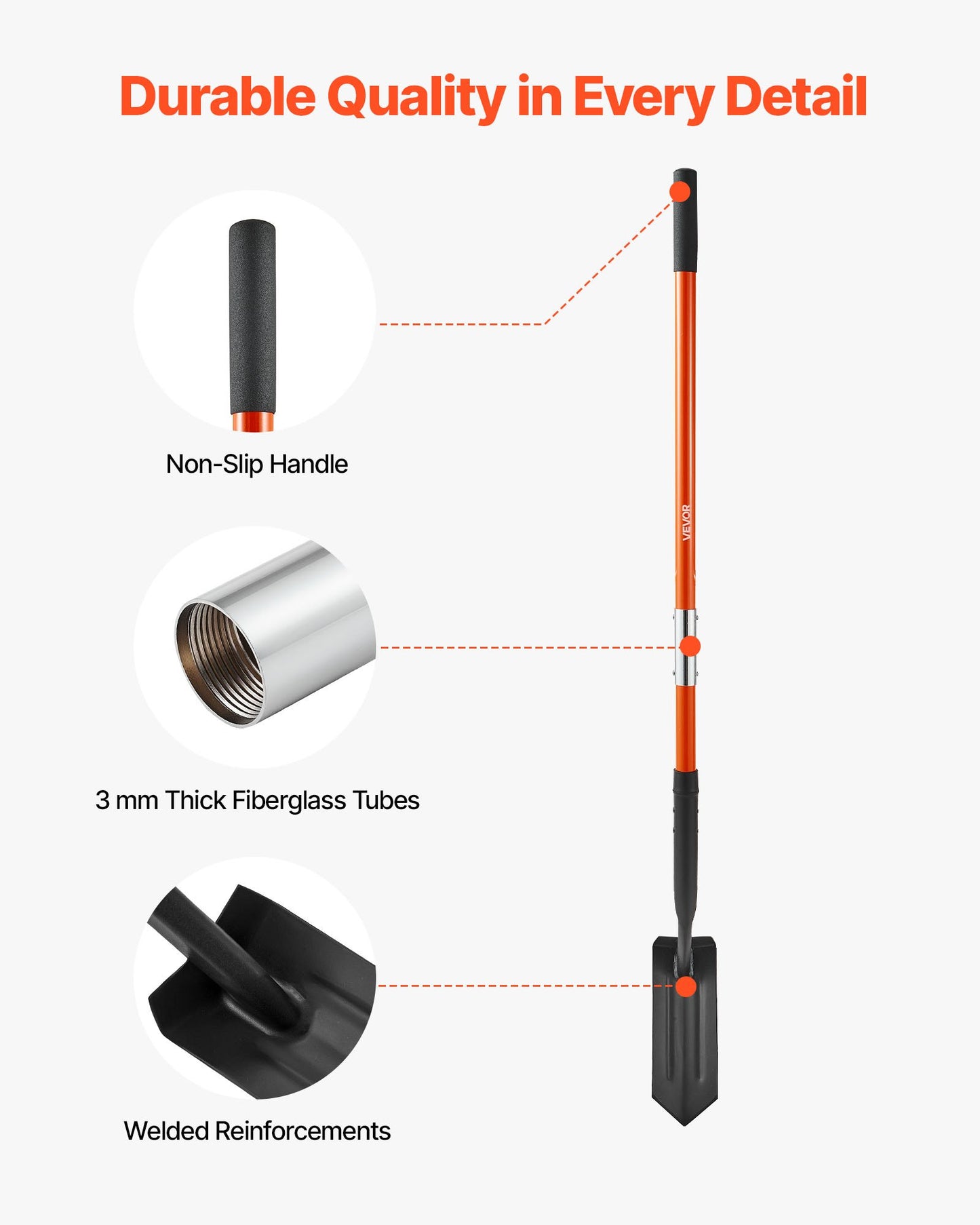Fiberglass Handle Trench Shovel For Easy Digging