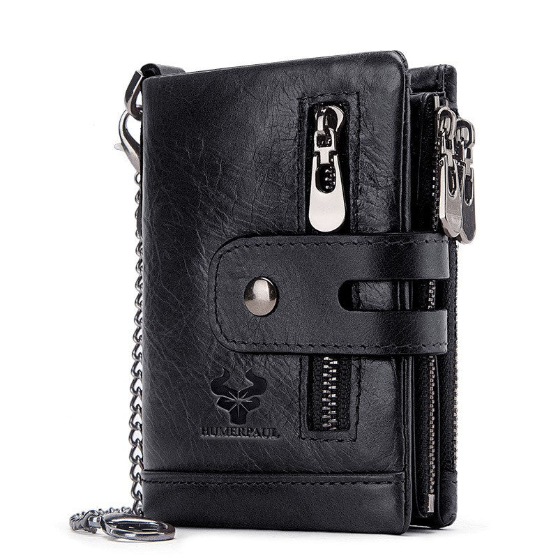Vintage-Style Leather Wallet with RFID Protection