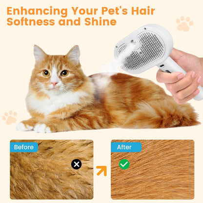 3-in-1 Cat Steam Brush for Easy Shedding & Grooming