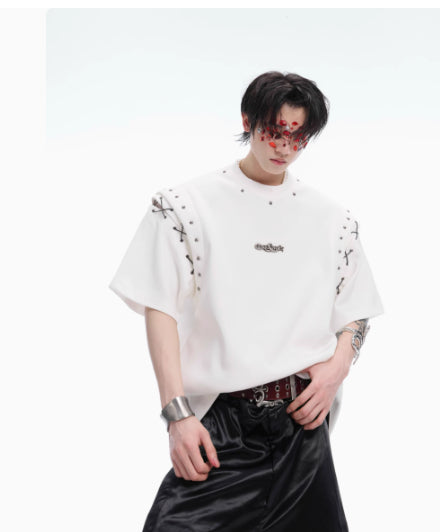 Niche Deconstruction Lace-up Cutout Short Sleeve