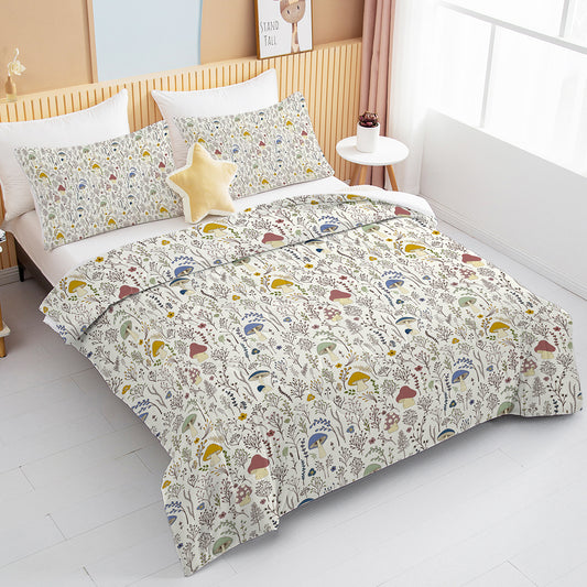 3 Pieces Mushroom Decoration Soft Bedding Comforter Set