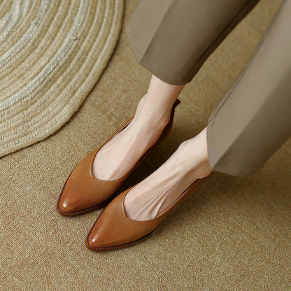 Genuine Sheepskin Leather Slip-On Heels for Women