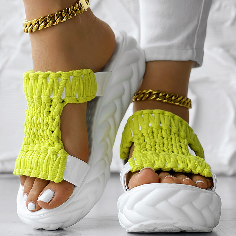 Braided Knit Platform Sandals – Stylish Summer Footwear