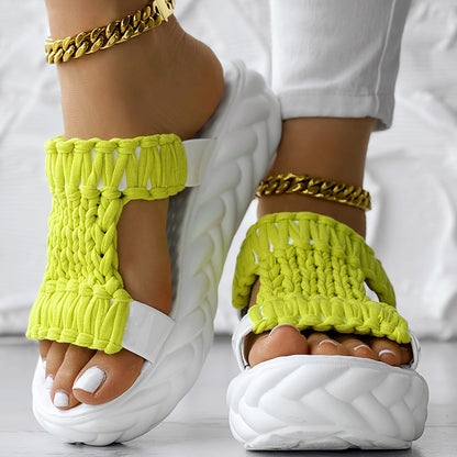Braided Knit Platform Sandals – Stylish Summer Footwear