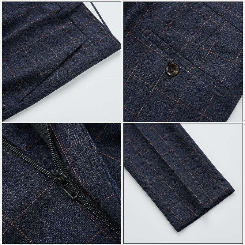 Stylish Plaid Dress Trousers – Slim Korean Fit & Wrinkle-Free