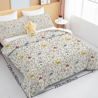 3 Pieces Mushroom Decoration Soft Bedding Comforter Set