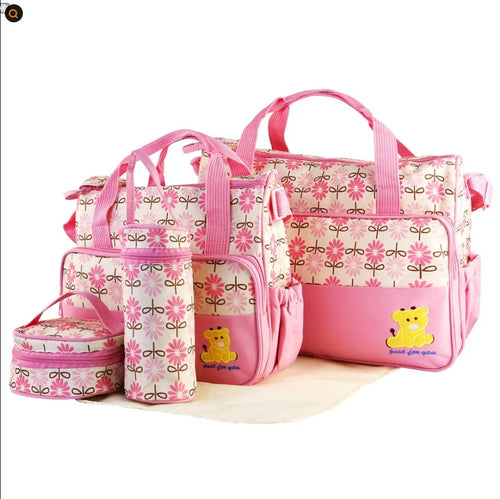 Stylish 5PCS Diaper Bag Set for Moms On-the-Go