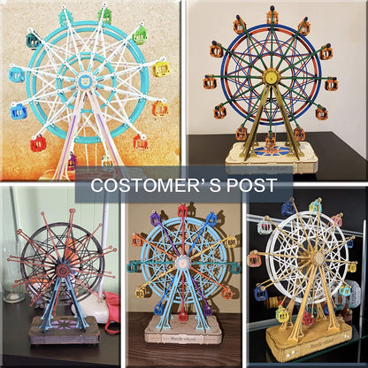 Robotime DIY Wooden Ferris Wheel Music Box Toy for Kids