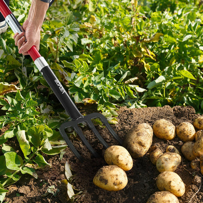 Durable 4-Tine Pitchfork for Digging & Spading Easily