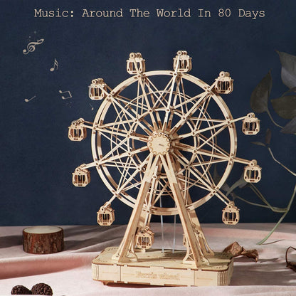 Robotime DIY Wooden Ferris Wheel Music Box Toy for Kids