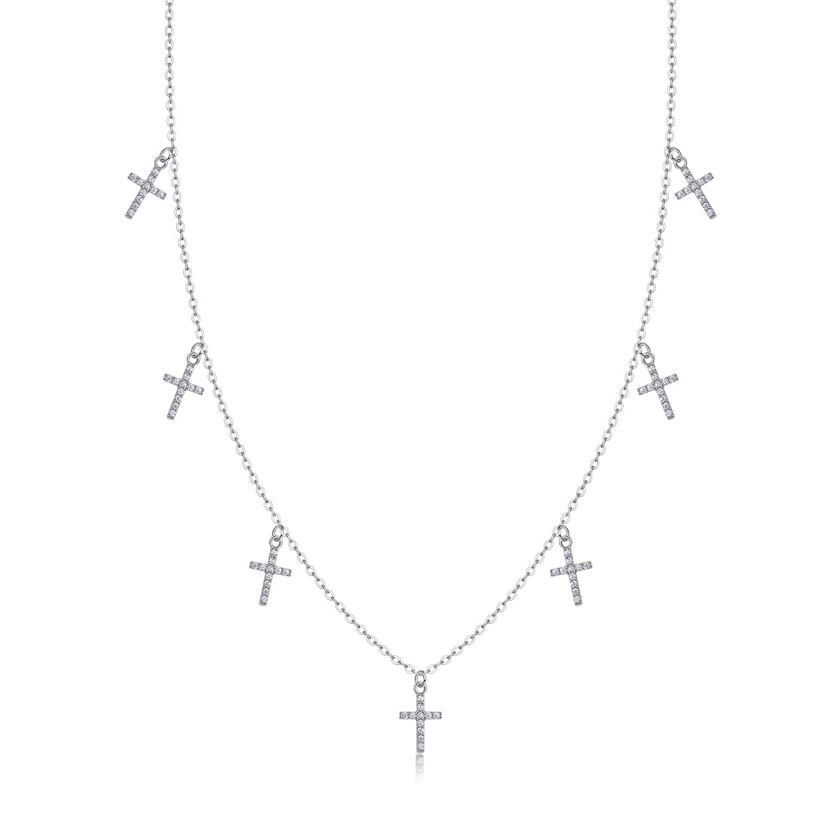 Elegant Holy Light Cross – Luxury Silver Moissanite Necklace