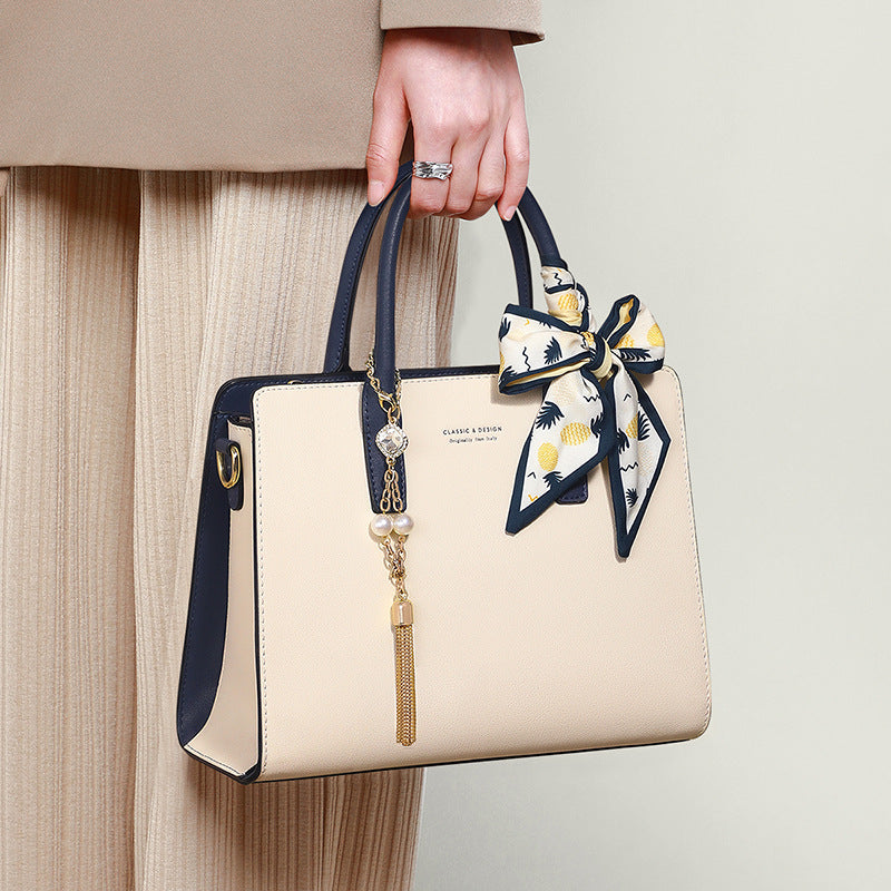 Genuine Leather Crossbody with Trendy Patchwork Design