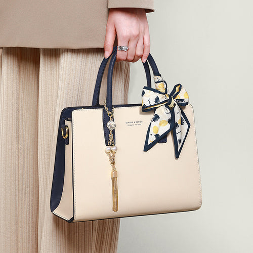 Genuine Leather Crossbody with Trendy Patchwork Design