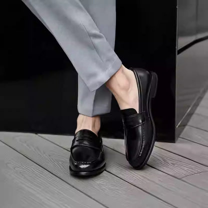 Genuine Leather Men’s Loafers – Stylish British Slip-On Comfort