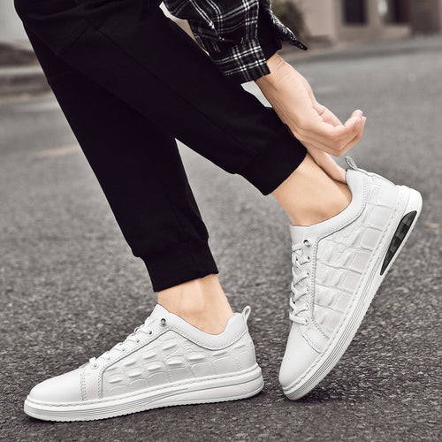 Men's Breathable Patterned Genuine Leather Sneakers