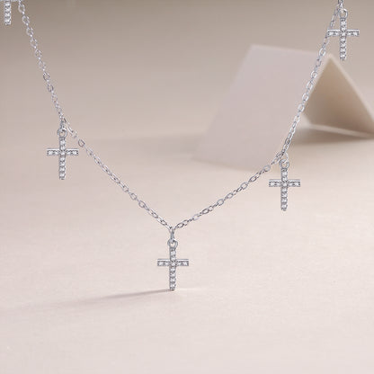 Elegant Holy Light Cross – Luxury Silver Moissanite Necklace