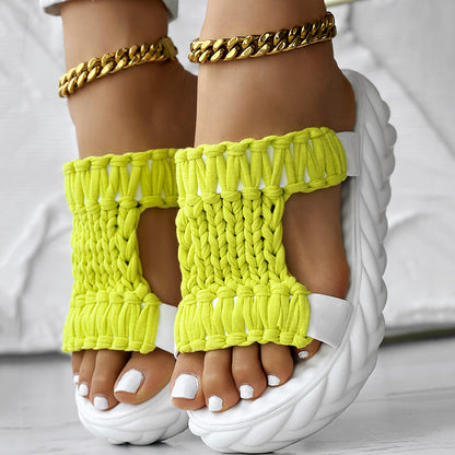 Braided Knit Platform Sandals – Stylish Summer Footwear