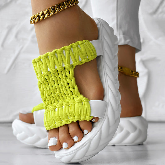 Braided Knit Platform Sandals – Stylish Summer Footwear