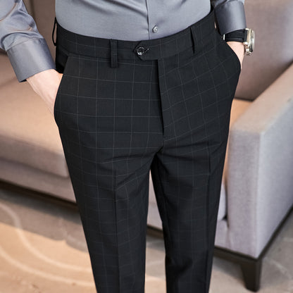 Premium Slim-Fit Plaid Dress Pants: Smart & Comfy