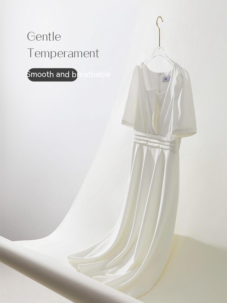 Elegant Women's Summer Puff Sleeve Dress – Pure Color Style