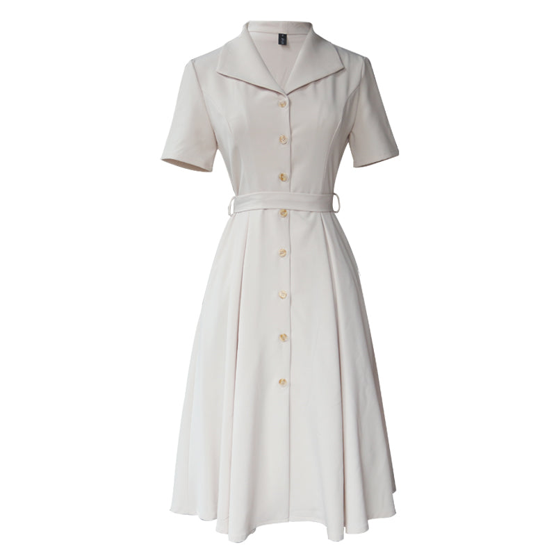 Elegant Suit Collar White Shirt Slim White Dress