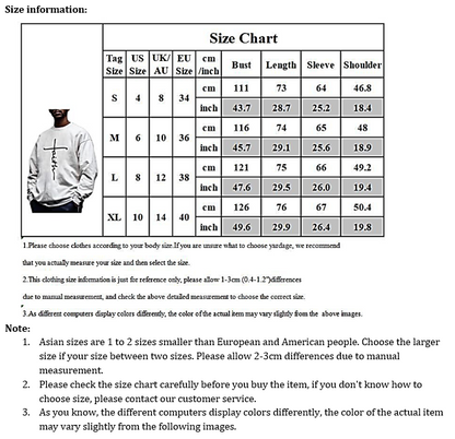 Printed Round Neck Hoodie Men's Coat Couple Cross