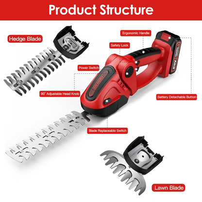 2-in-1 24V Cordless Grass Shear Hedge Trimmer