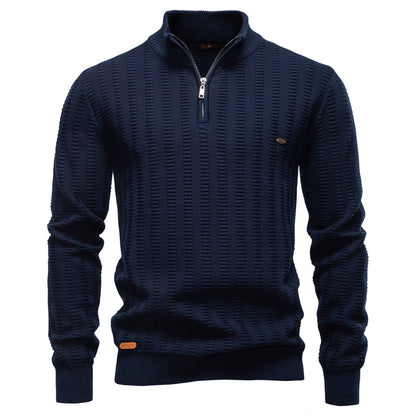 Versatile Striped Jacquard Sweater for Men