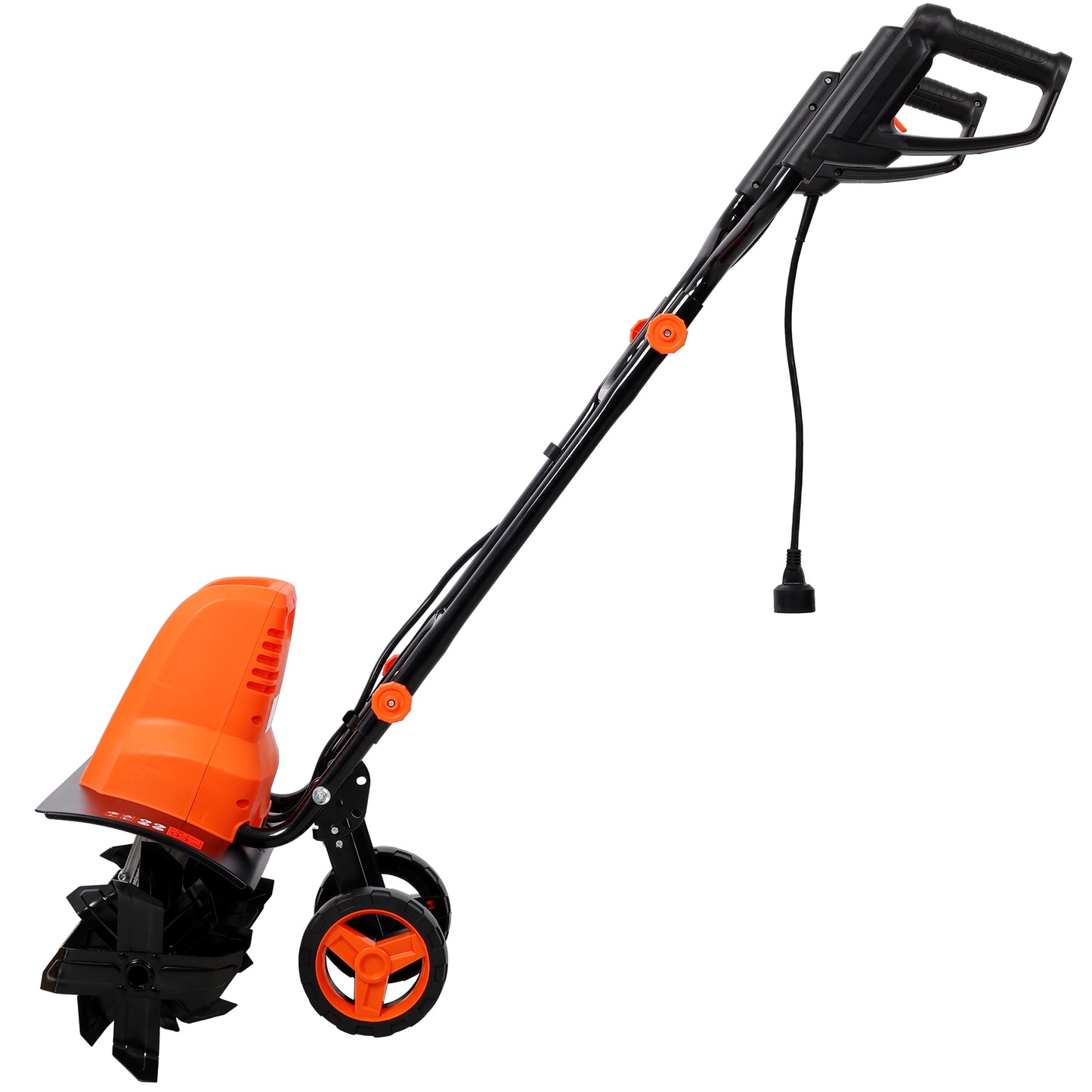 Electric Lawn Tiller with Steel Tines, Adjustable Wheels