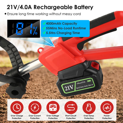 Electric Cordless Lawn Tiller – 4 Blades, 16 Tines