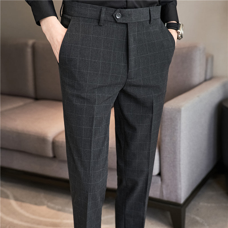 Premium Slim-Fit Plaid Dress Pants: Smart & Comfy