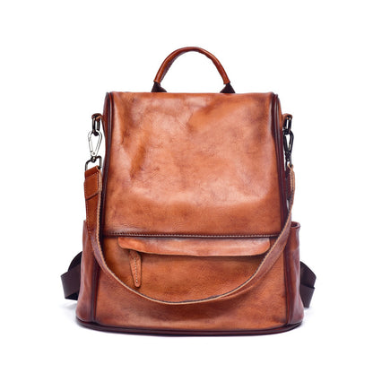 Genuine Cowhide Backpack – Luxury Anti-Theft Travel Bag