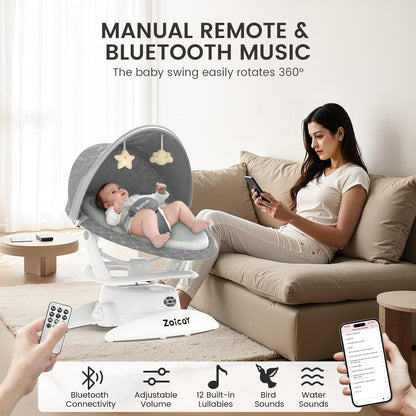 Baby Swing with Motion Sensor, Music, and 3 Modes