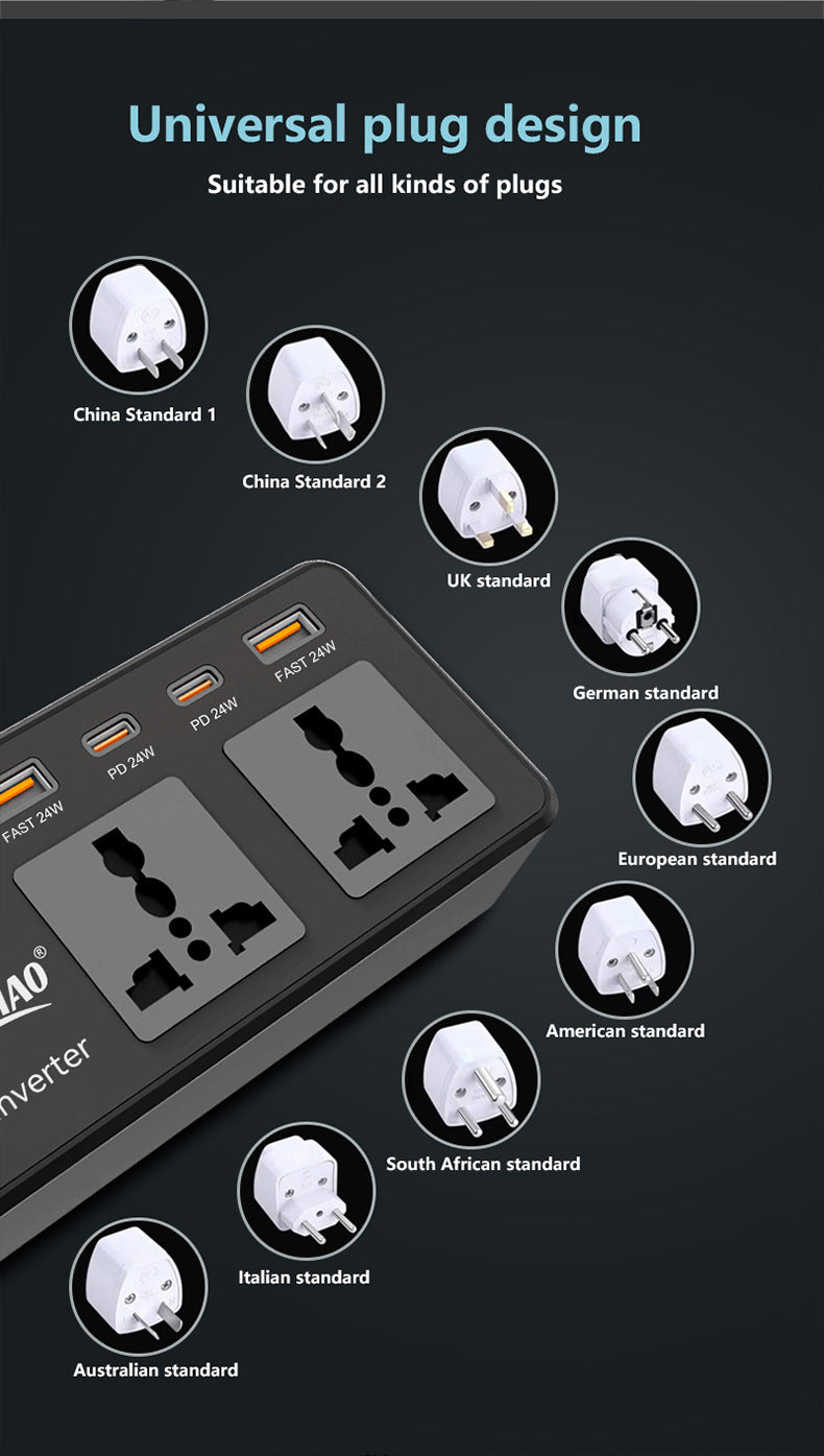 Intelligent Car Inverter PD Fast Charge USB Multi-function Adapter