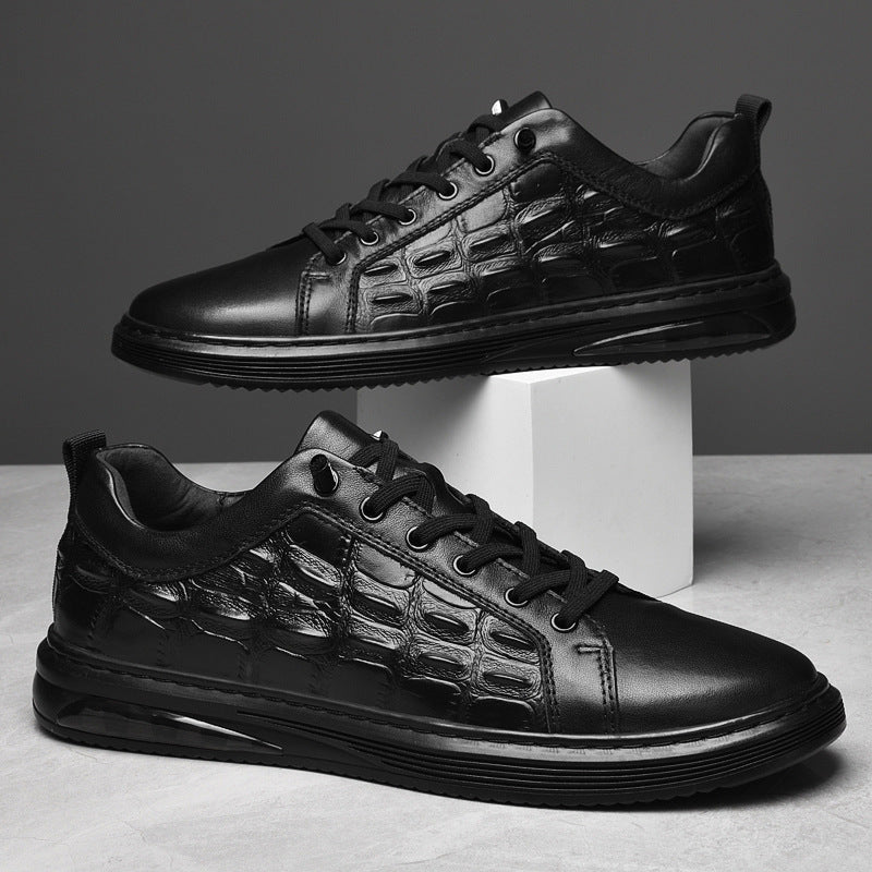 Men's Breathable Patterned Genuine Leather Sneakers