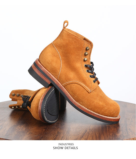 Men's Genuine Leather Outdoor Boots – High-Top Comfort Design
