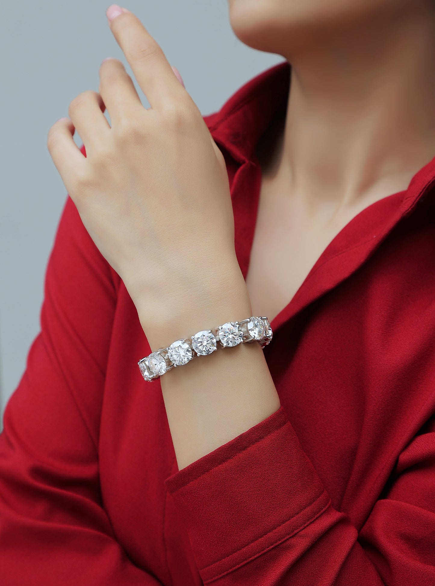 Half Summer Splendor Moissanite Silver Bracelet Set – Elegant